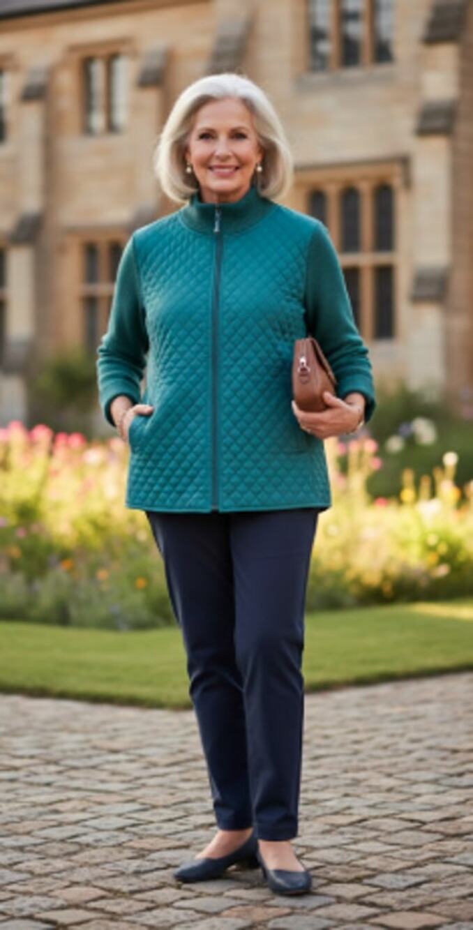 For Cynthia Full-Zip Quilted & Sweater Jacket